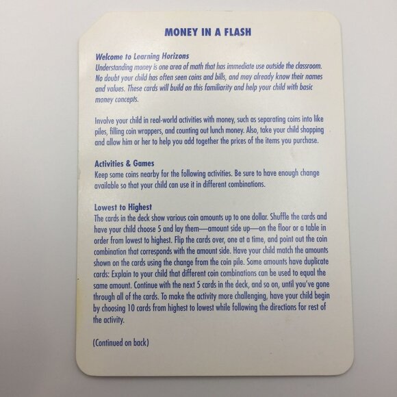 Learning Horizons Money In A Flash 50 Cards Financial Literacy Early Learning - Picture 7 of 11